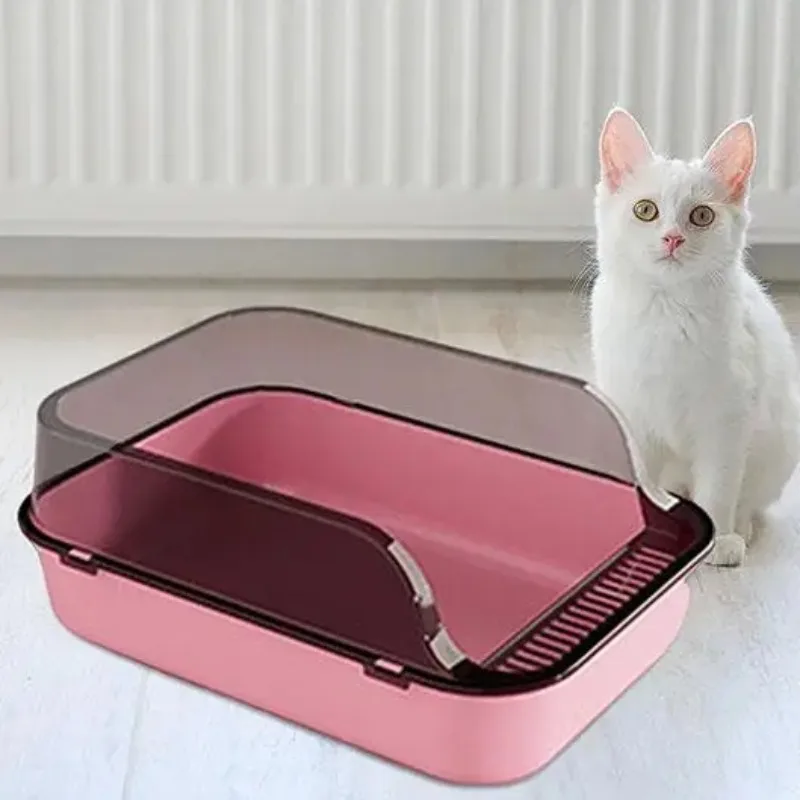 Large Capacity Cat Litter Box, Plastic Anti-Splash Cats Toilet, Pet Sandbox, Kitten Tray, Bedpan, Cleaning Bath Basin Supplies