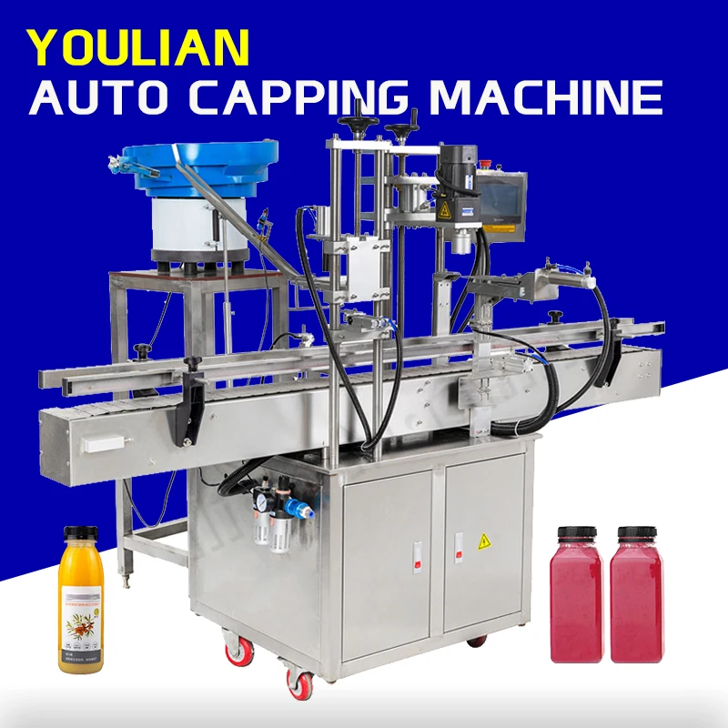 QDXGZ-1 Automatic Twist Off Capper Machine Plastic Bottle Screw Capping Machine with Vibrating Cap Feeder