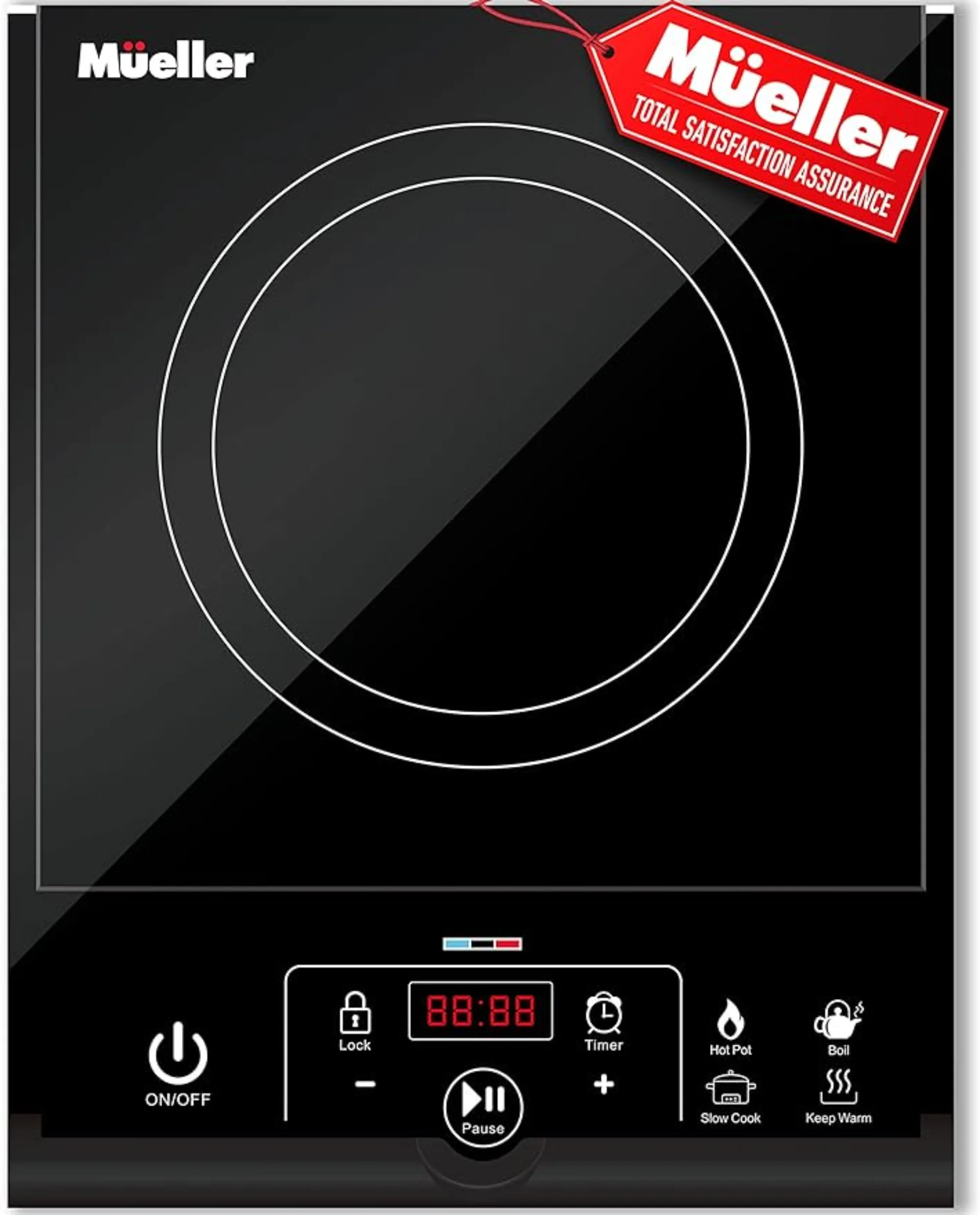 

Portable Induction Cooktop 1800 Watts 8 Temperature Levels Timer Automatic Pot Detection Child Safety Lock 4 Preset Programmes