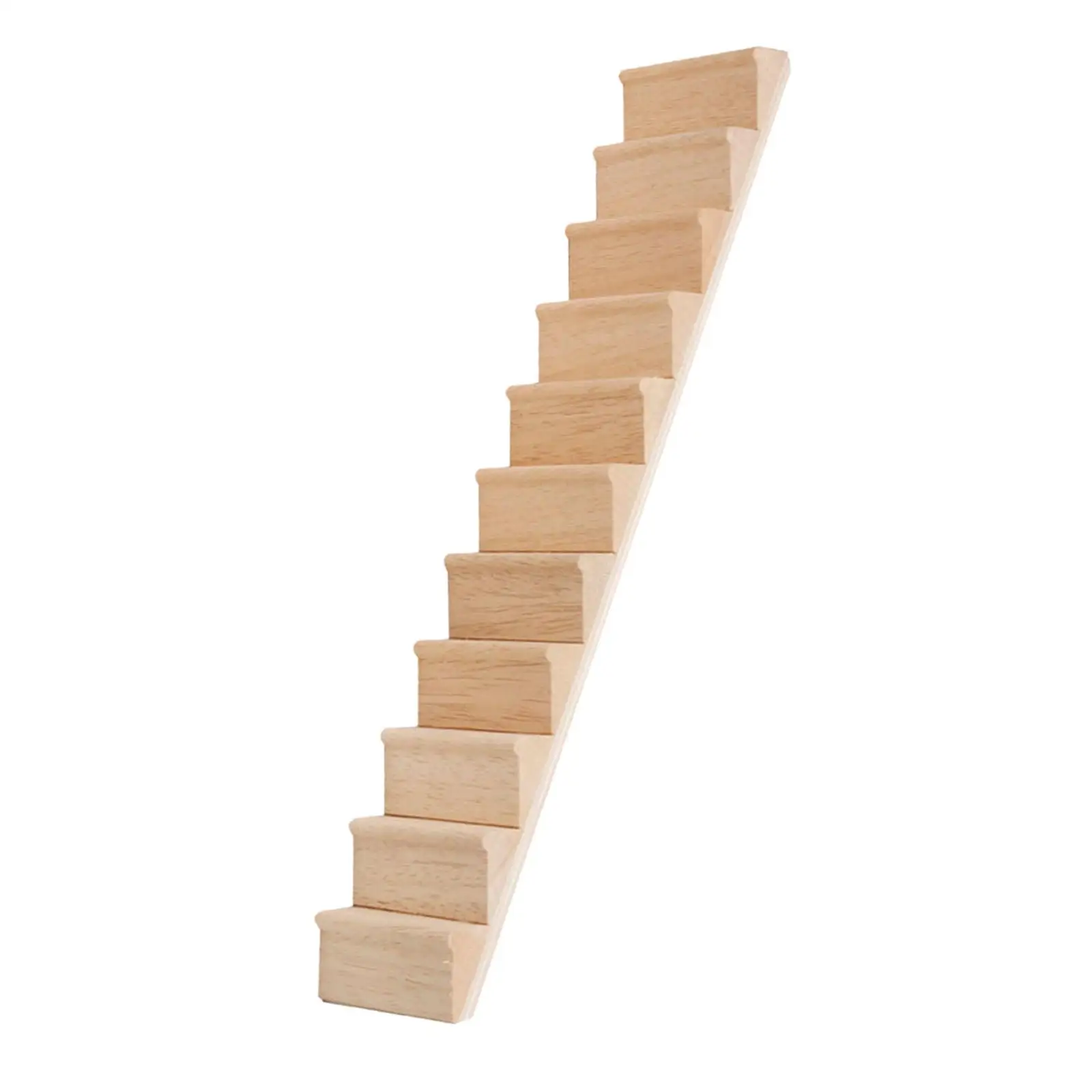 Dollhouse Miniature Stairs 1:12 DIY Mini Wood Staircase Wooden Stringer Steps Model without Handrail for Diorama Accessories