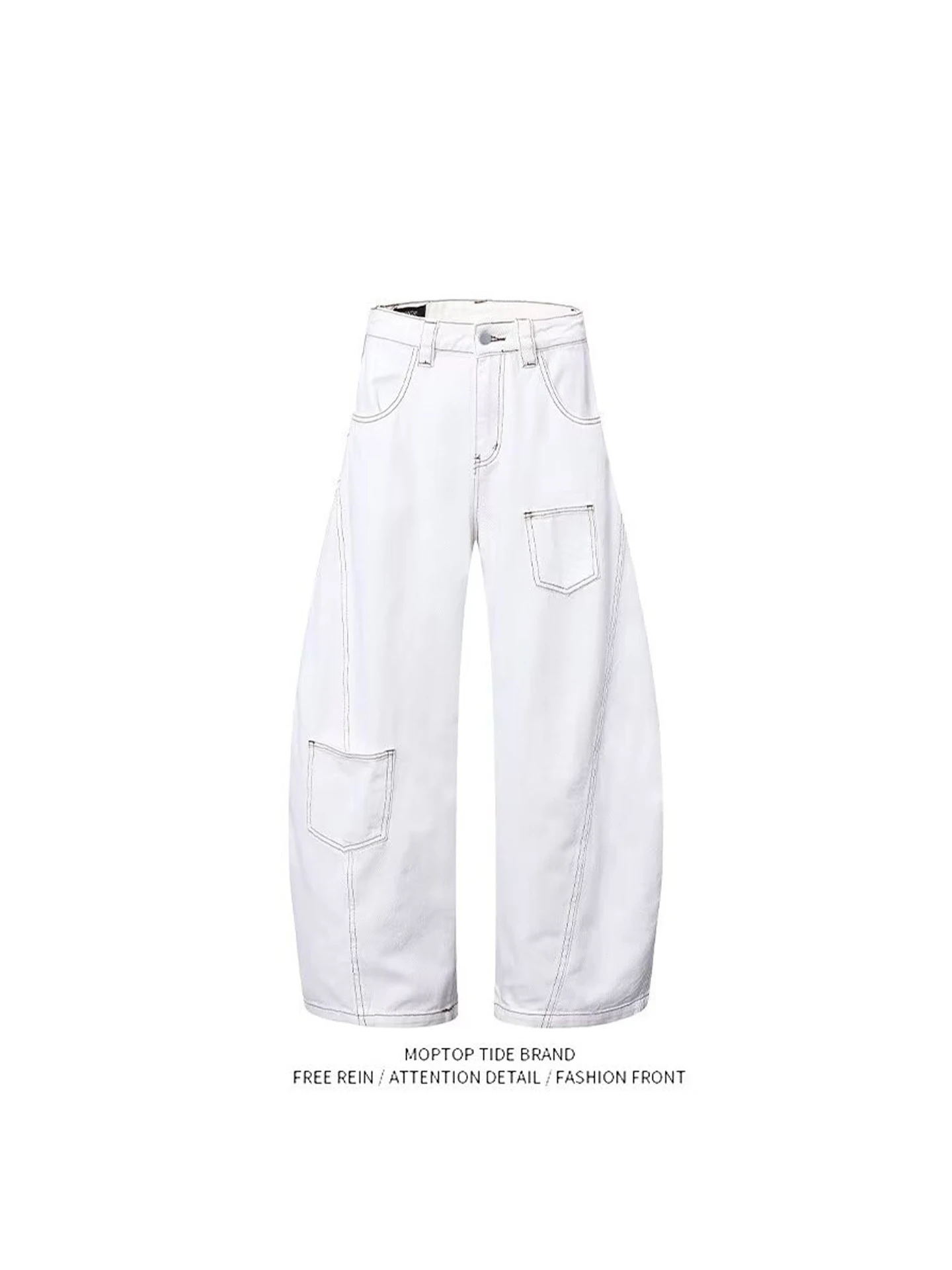 

Американские ретро джинсы с высокой талией и ножом, женские летние свободные утягивающие драпированные широкие брюки High Street