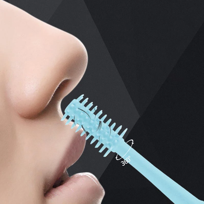 ステンレス鋼の鼻のトリミングはさみ、鼻の毛の掃除機、二重頭の脱毛、トリミングブラシ、1個