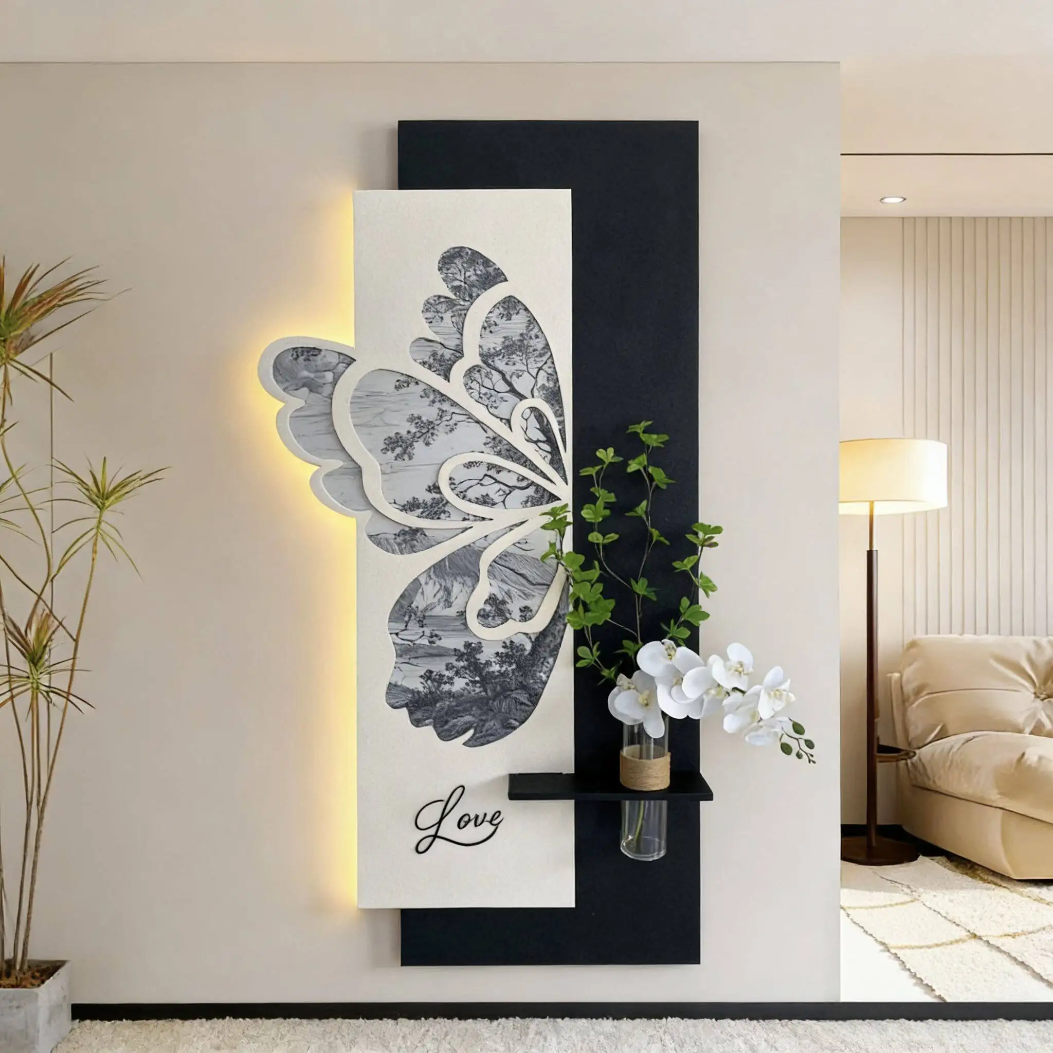 2026 new entrance foyer living room decoration painting hanging painting hydroponic sandstone mural lamp