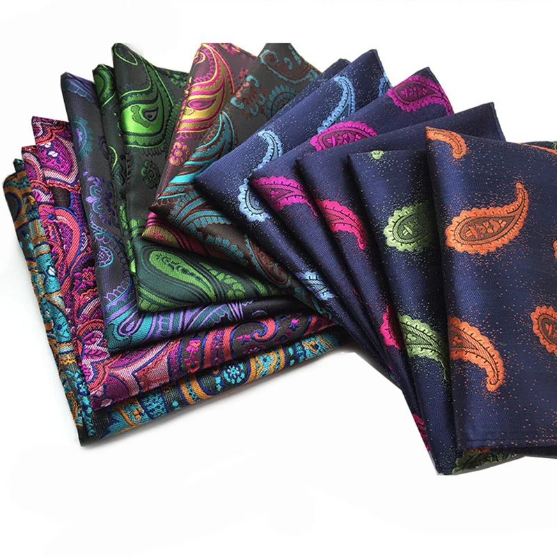 Fashion Paisley Print Silk Handkerchiefs 25cm*25cm for Man Party Business Office Wedding Gift Accessories Pockets Square