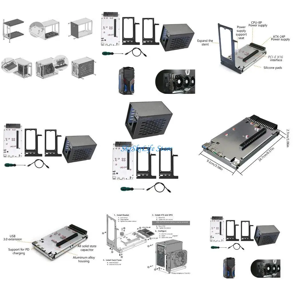 

E65E TH3P4G3 Thunderboltcompatible GPU Dock PCIe3.0 Laptops to External Graphics Cards for Notebook Thunderboltcompatible 3 4