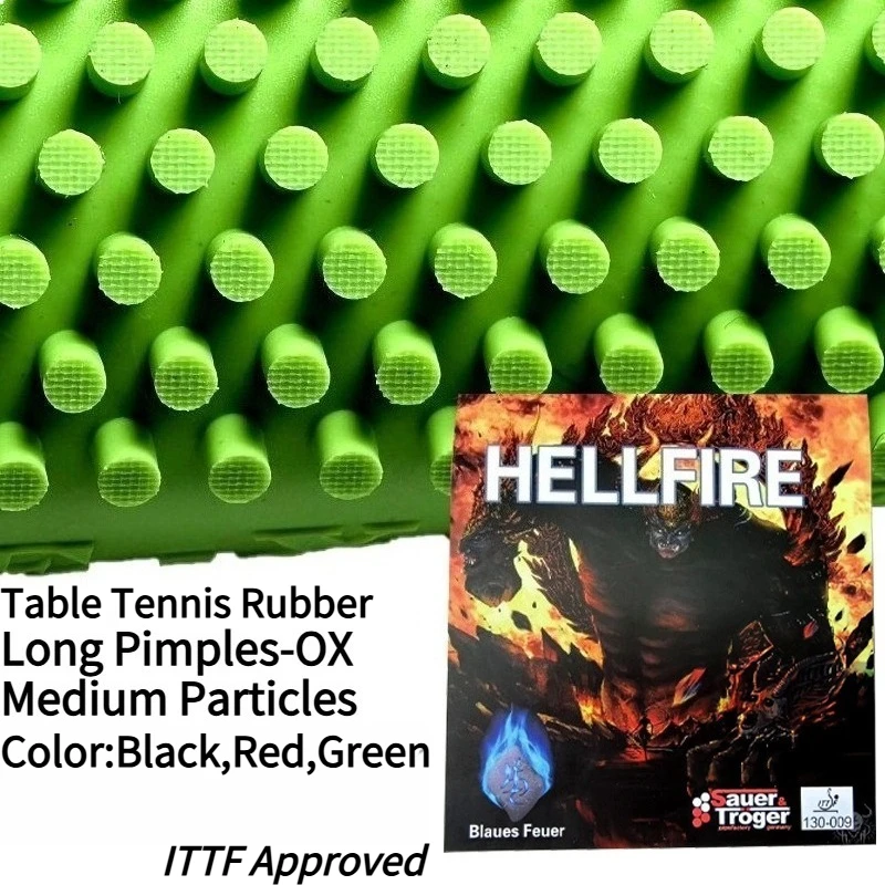 

SAUER HELLFIRE OX Table Tennis Rubber Long Pimples Medium Particles Ultra-Soft Anti-Spin Ping Pong Rubber with ITTF Approved