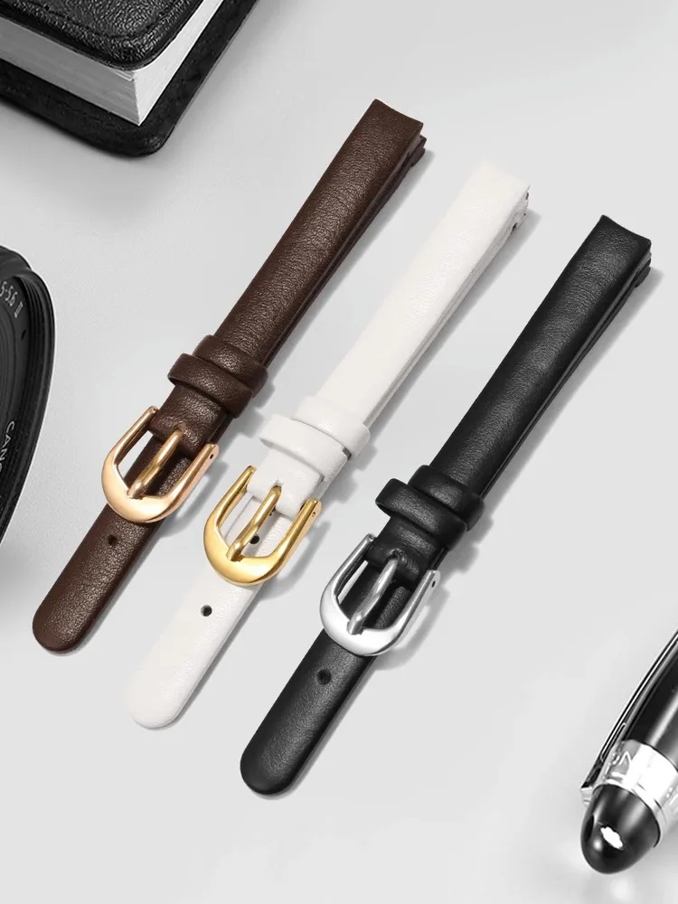 

10mm Black White Arc Strap Watch Strap Genuine Leather for CK Watches Band K43231 K43232 K43236 Ladies Watch Accessories