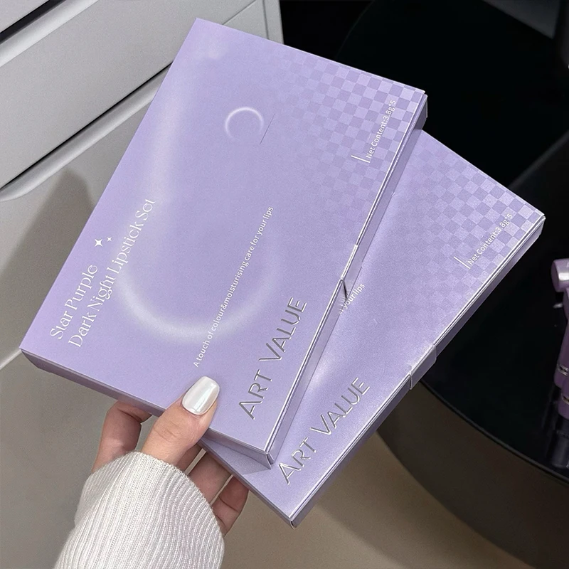 5 ألوان الأرجواني بار أنبوب أحمر الشفاه الأسود سهلة التلوين ماتي المخملية أحمر الشفاه طويلة الأمد أحمر الشفاه هدية الكريسماس 5 قطعة