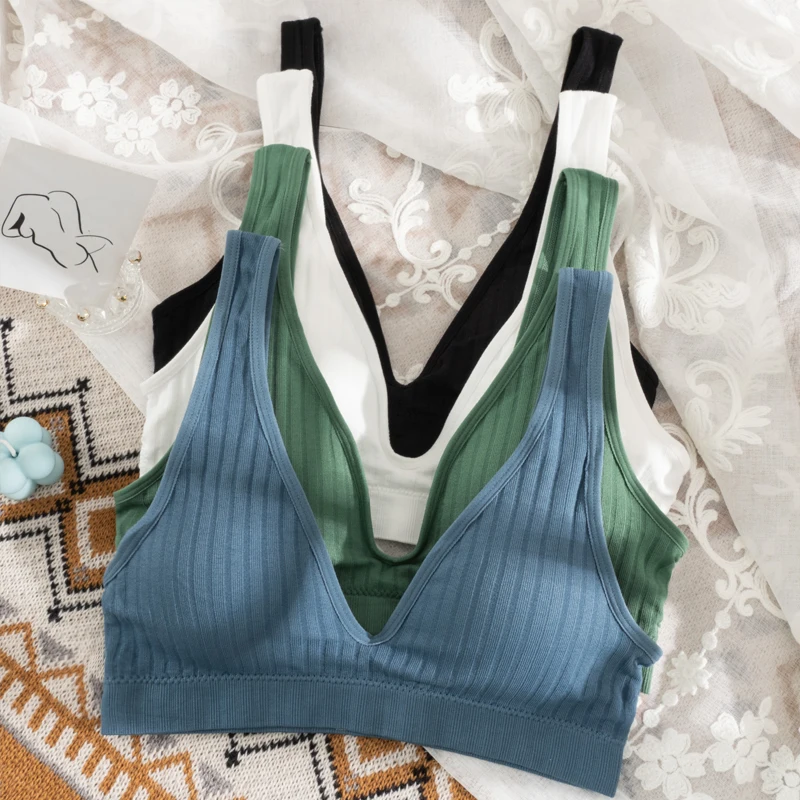 Breastfeeding Bra Pregnancy Clothes Maternity Sleep Nursing Bra Deep V Cotton Feeding Bra for Allaitement Pregnant Women