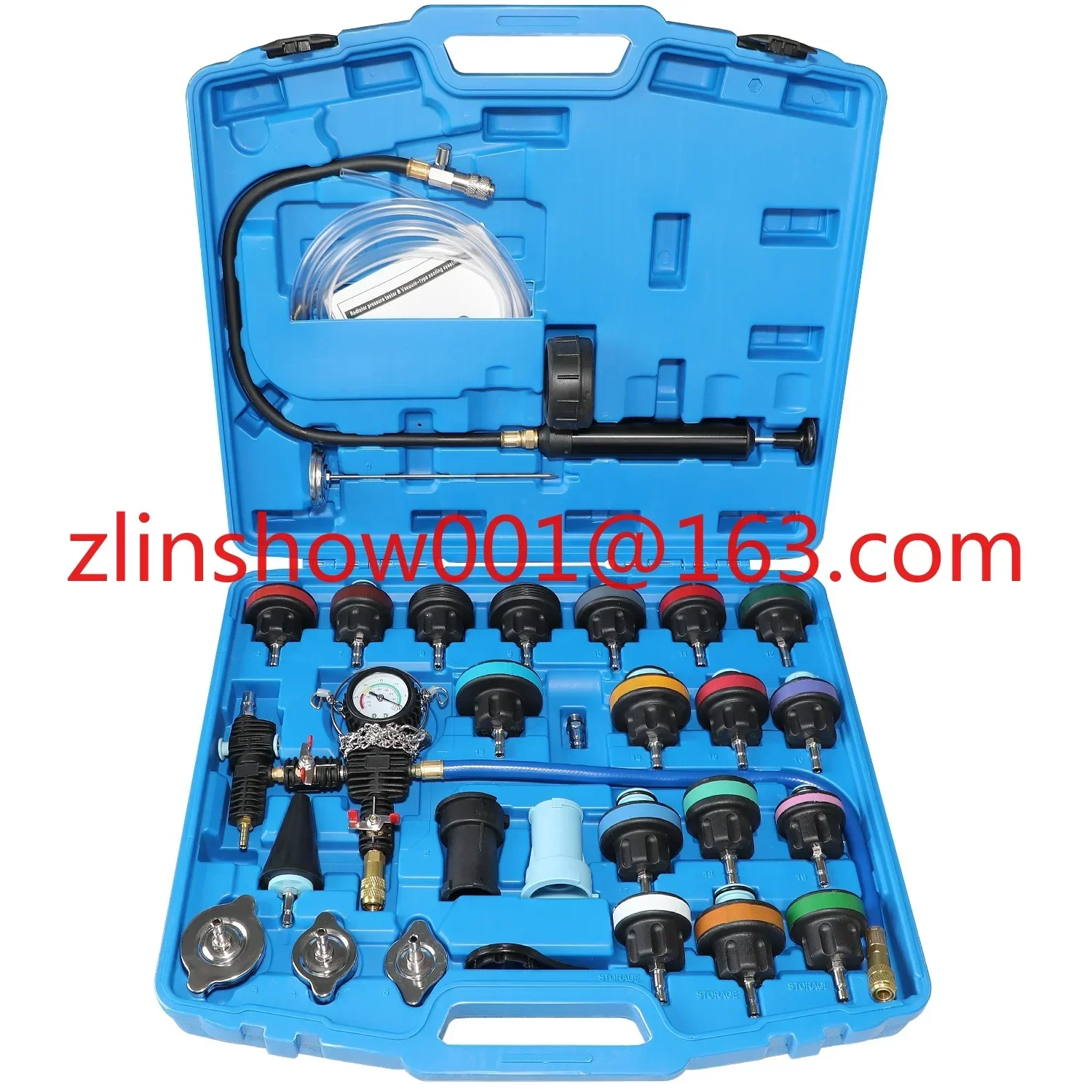 28pcs Universal Radiator Pressure Tester Coolant Pressure Tester kit coolant Vacuum Refill Kit Vacuum Pressure Gauge