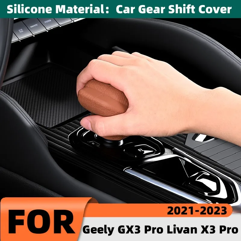 Für Geely GX3 Livan X3 Pro 2021-2023 Auto-Schalthebelknauf-Abdeckungsset, Silikon-Elastische Schalthebel-Dekorabdeckung, Innenraum-Zubehör