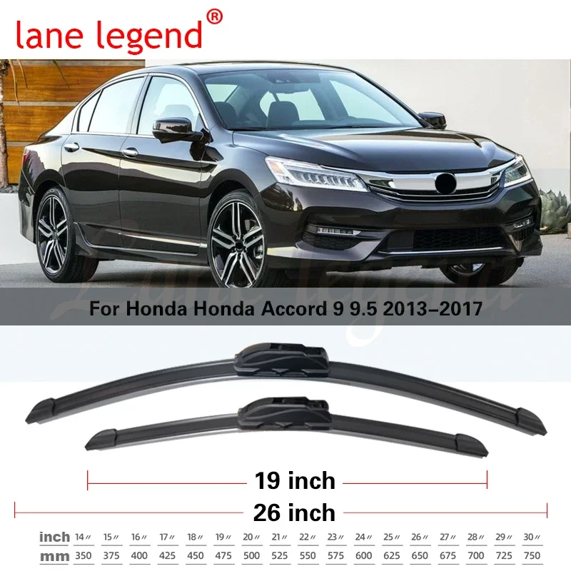 For Honda Accord 9 9.5 IX 2013 2014 2015 2016 2017 Front Wiper Blades Brushes Cutter Accessories U J Hook