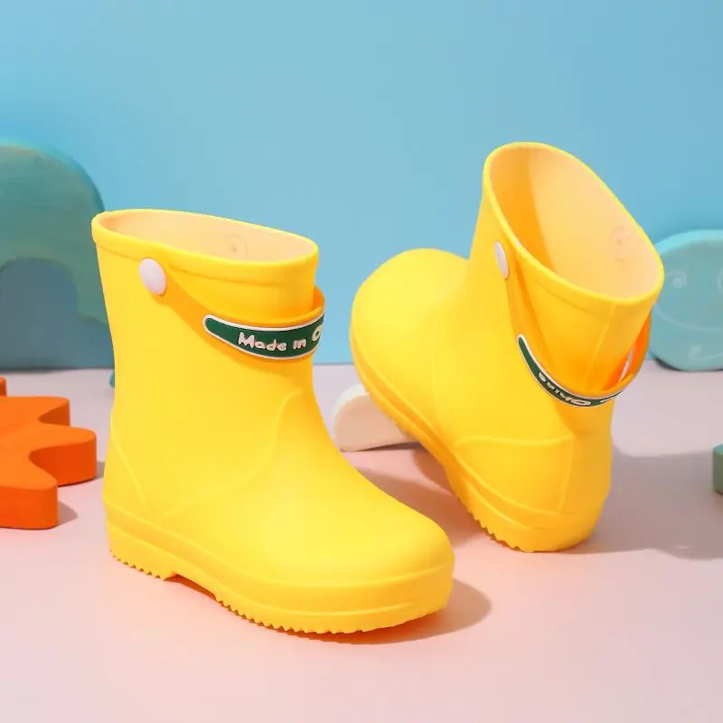 

Kids Waterproof Boots Non Slip Soft Mid Calf Thickened Fleece Lining Outdoor Anti Slip Rain Boots for Children Warm Girls Shoes