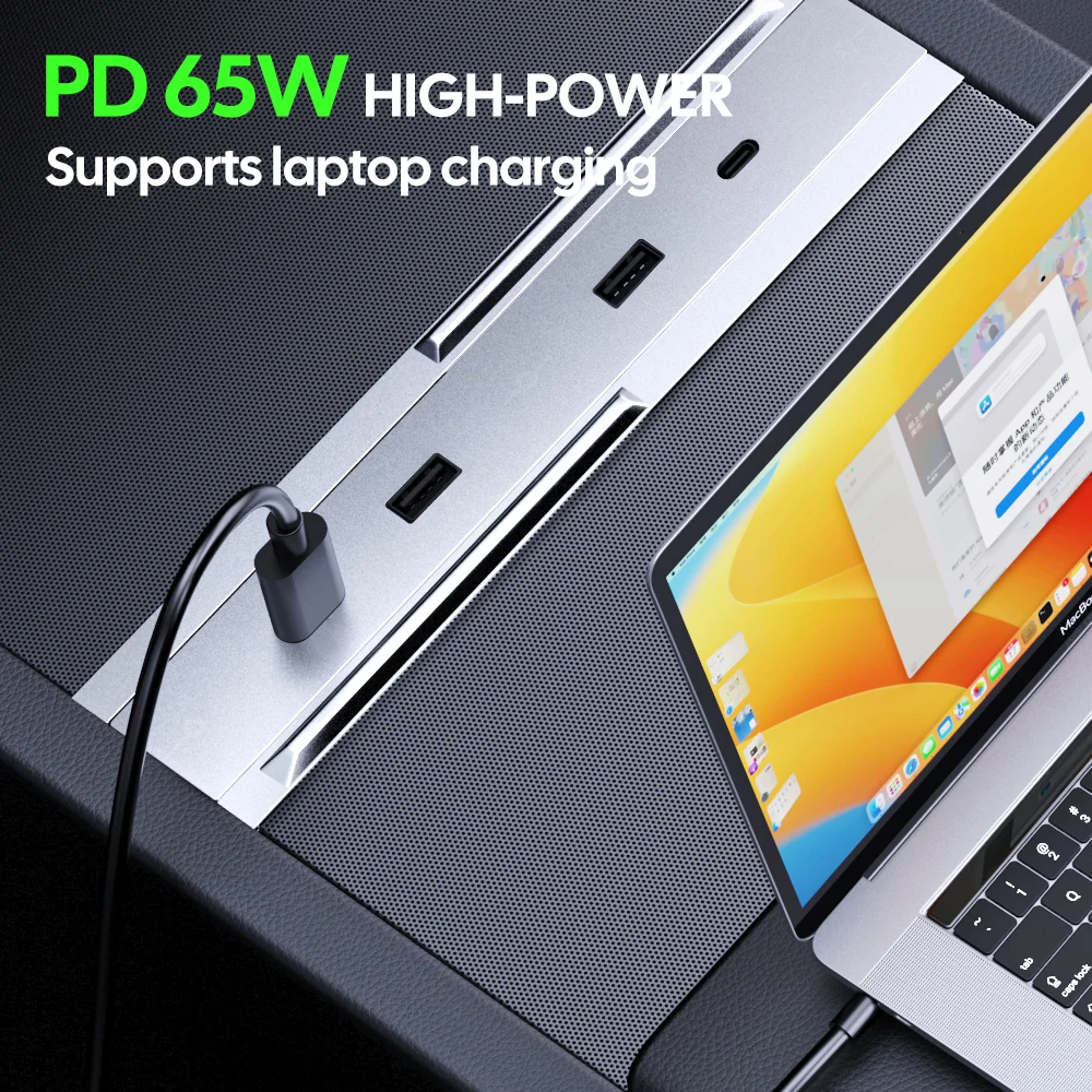 ل تسلا نموذج 3 هايلاند 2024 نموذج جديد Y 2025 إطلاق العرعر 65 واط توسيع حوض التحكم المركزي شحن سريع تحويلة USB HUB