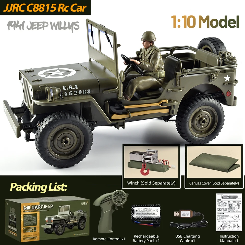 1/10 Simulation Climbing Car JJRC C8815 2.4G Scale Military Truck