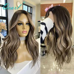 Women Real Human Hair Wig HD 360 Lace Frontal Wigs Dark Honey Blonde Highlights Colored Loose Wave Full Lace Wig Top Sale Qearl