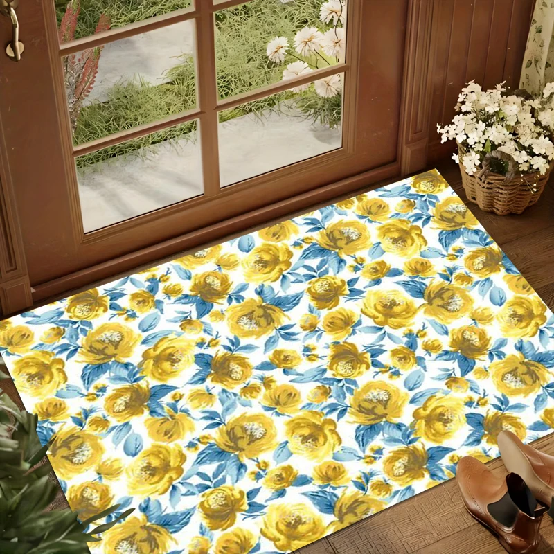 Floral Print Long Rug Home Decor Kitchen Carpets for Living Room Bedroom Carpet Entry Rugs Alfombra Corridor Tapis Hallway Mat