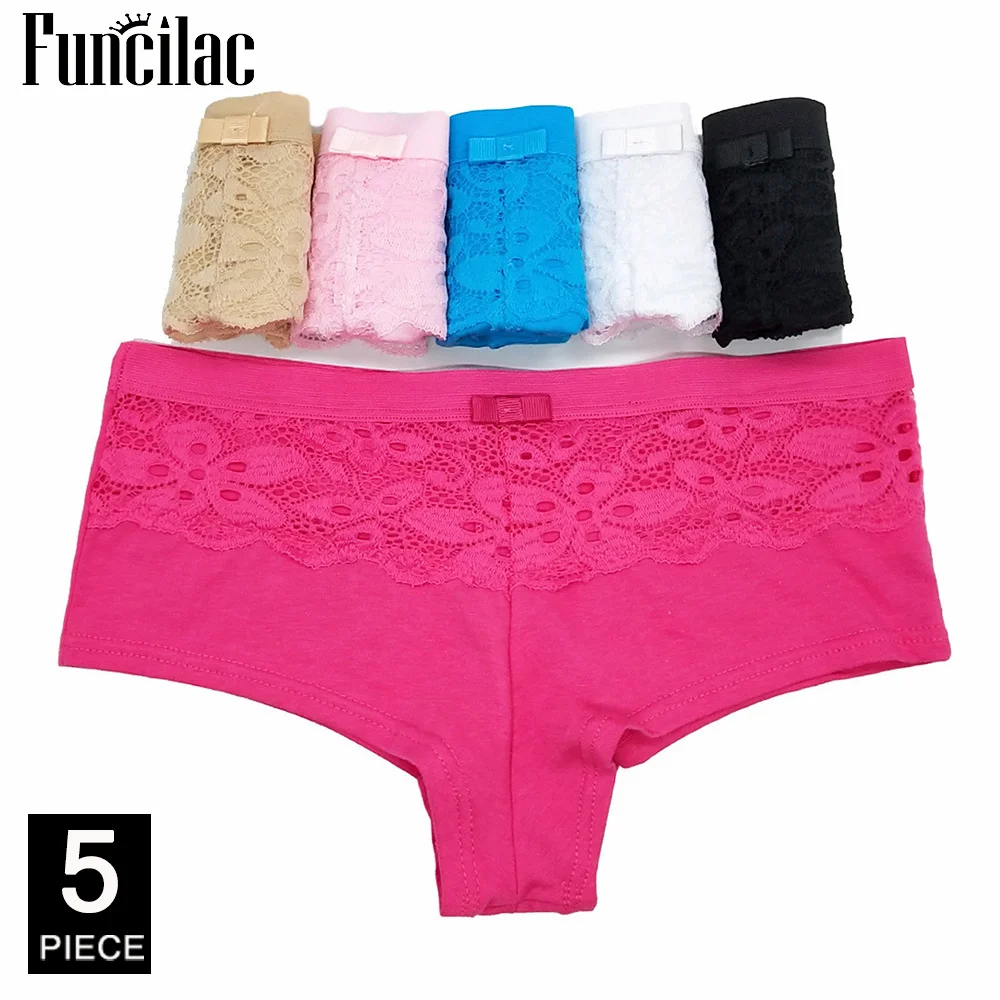 Women boxer cotton Panties womens underwear Safety panty solid cute lingerie ladies girls intimate woman M L XL 5 Pcs/Lot