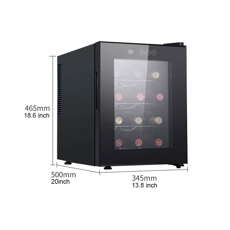 12 Bottle Wine Cooler Refrigerator, 32L Freestanding Wine Chiller with Digital Touch Control, Quiet Cellar for Home Bar