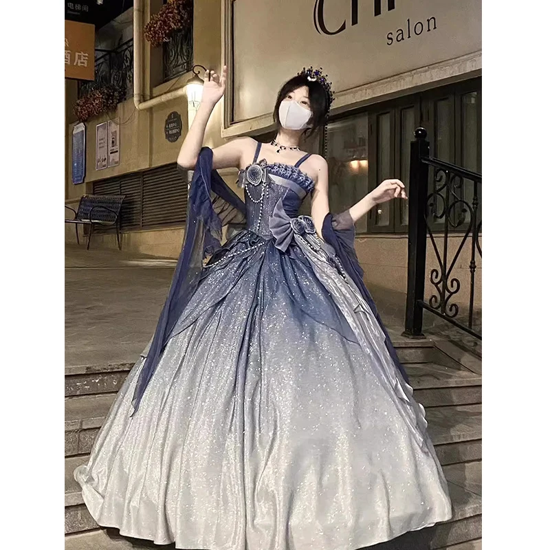 

Цветочное свадебное платье Лолиты для тяжелой промышленности, элегантное вечернее платье для девочек на день студента, церемония для взрослых, художественное платье для экзамена