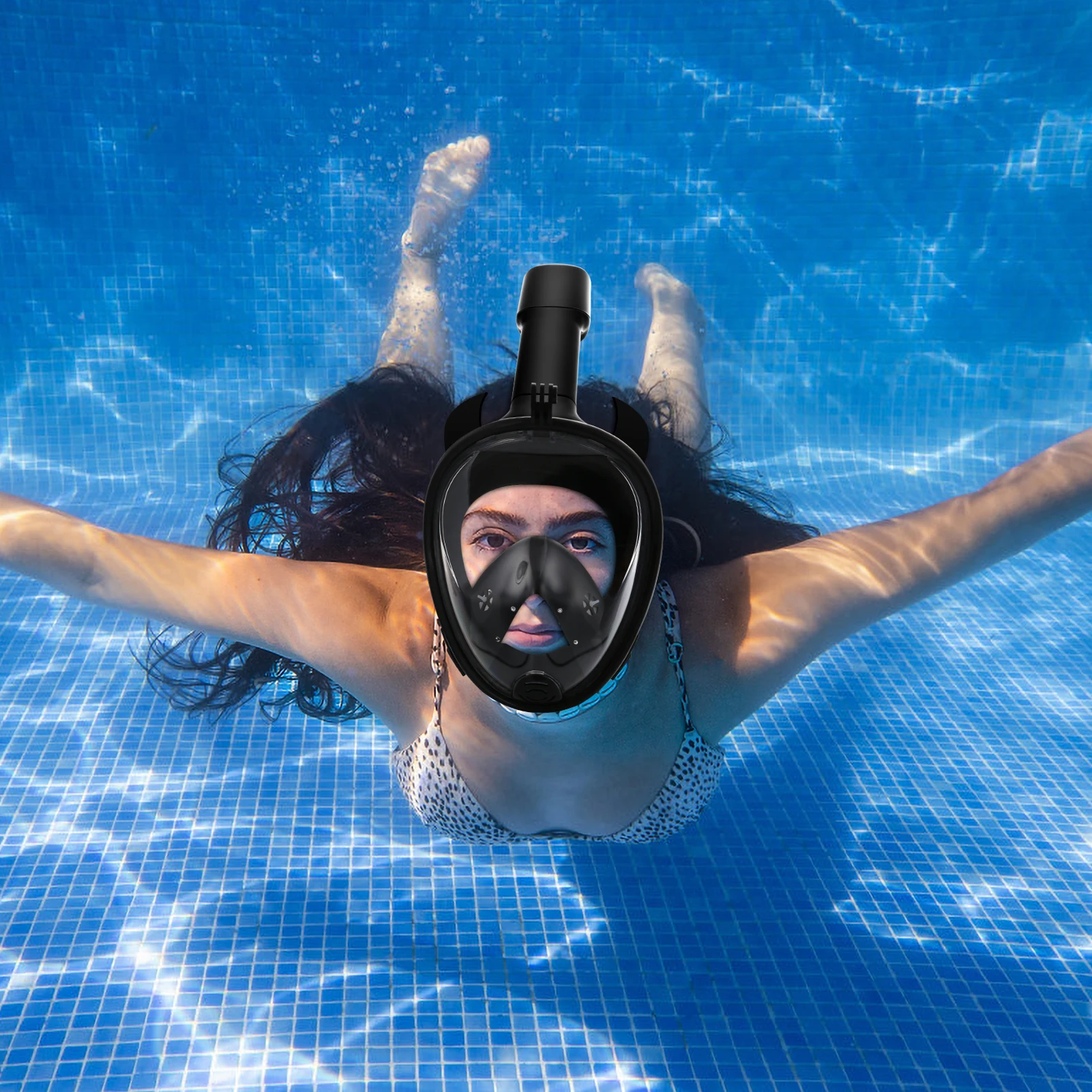 Full Face Silicone Snorkel Mask Anti-Fog Anti-Leak Diving Mask for Diving Snorkeling Swimming