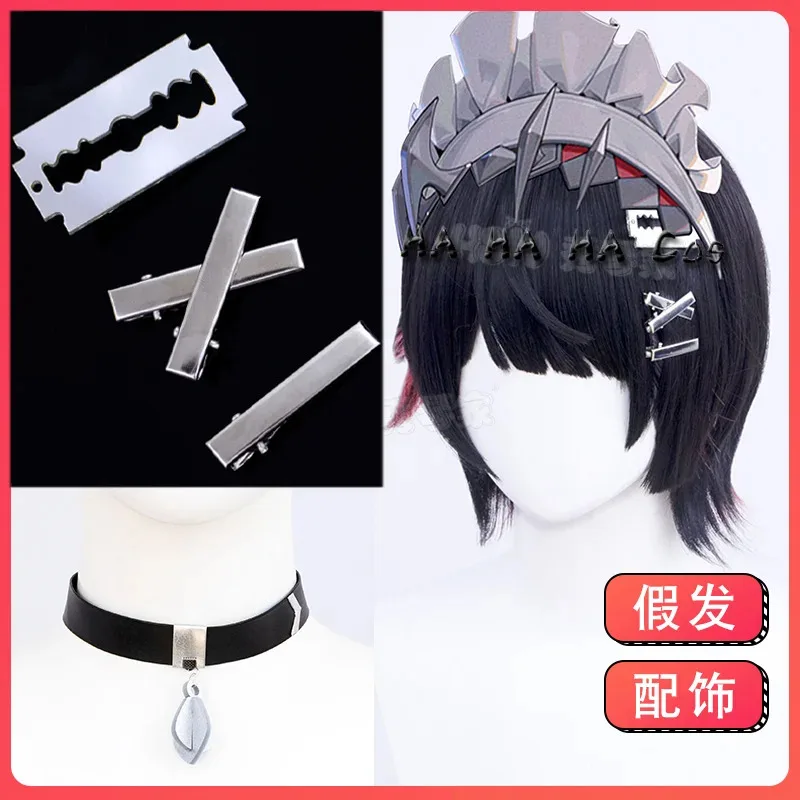 DY20Game Zenless Zone Zero Ellen Joe شعر مستعار تأثيري الدعامة إلين جو قلادة مشبك شعر هالوين كرنفال حفلة الدعامة النساء Accessori