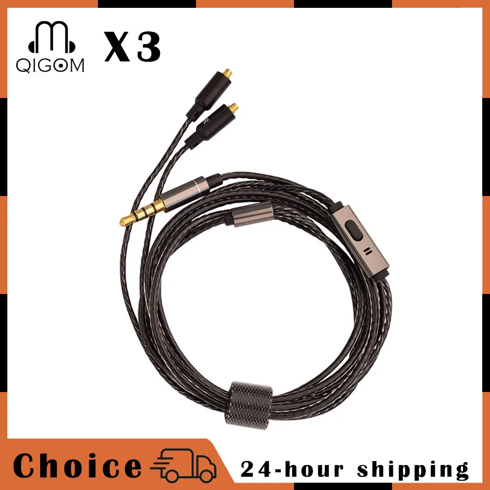 

QIGOM X3 DIY MMCX Cables with Microphone, 3.5MM Interface, TPE Upgrade Line, Replaceable Design, High Shielding Performance