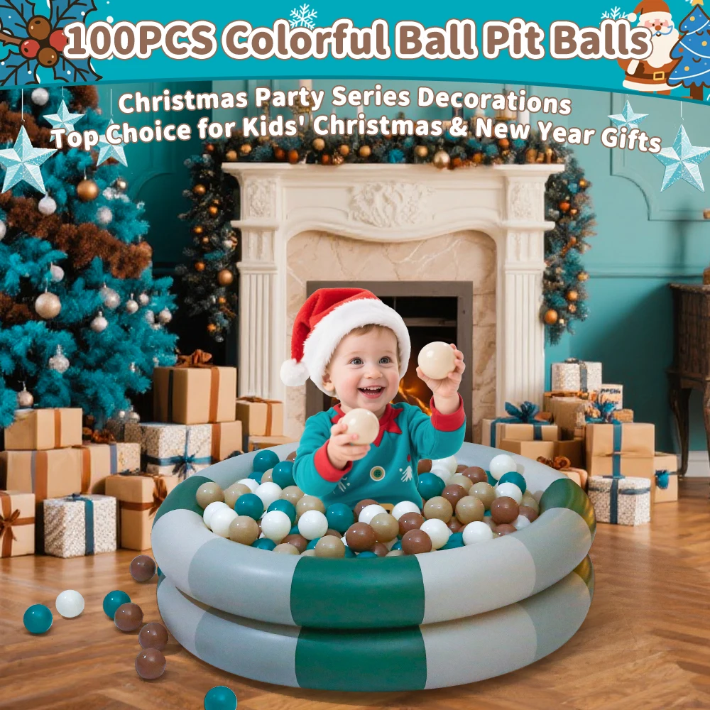 5.5cm 100pcs Free Non-Toxic Soft Ball Pit Ball with Net Bag for Kids Ball Pit Christmas Party Decorations Toy