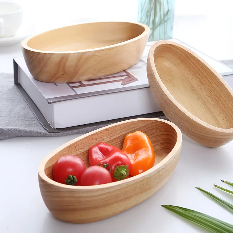 

Japanese Solid Bowl Wood Boat Bowl Household Tray ボウル Snack Biscuit Bowls Fruit Plate Custom Logo Dinnerware Bowls