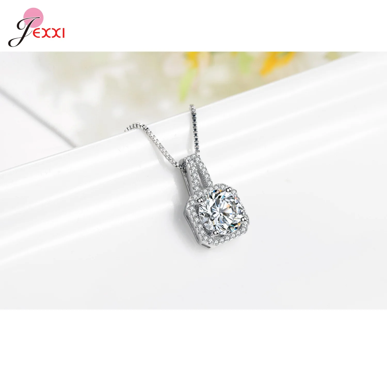 Luxury Wedding Bridal Jewelry Sets 925 Silver Needle with AAA Cubic Zircon Stone Inlay Paved Pendant Necklace Earrings Ring