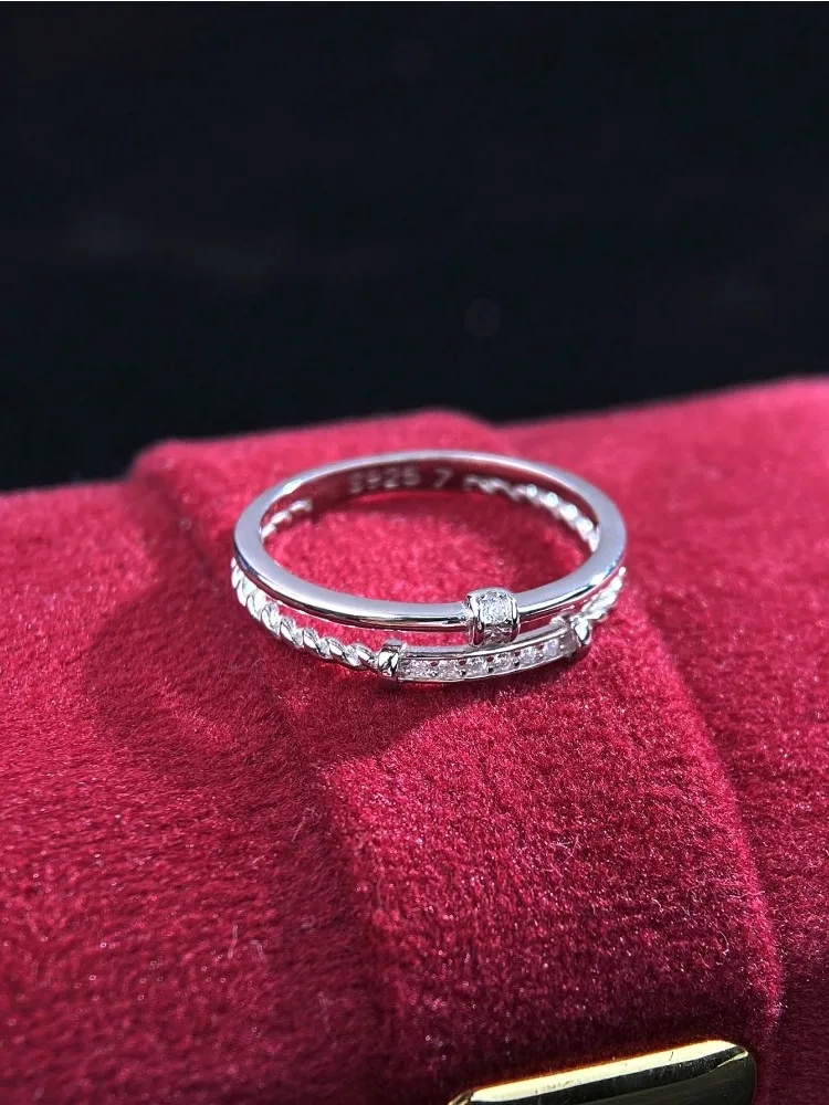 

925 Sterling Silver Classic Elegant Double Lines Ring for Women Anniversary Daily Wear Fashion High Quality Fine Jewelry