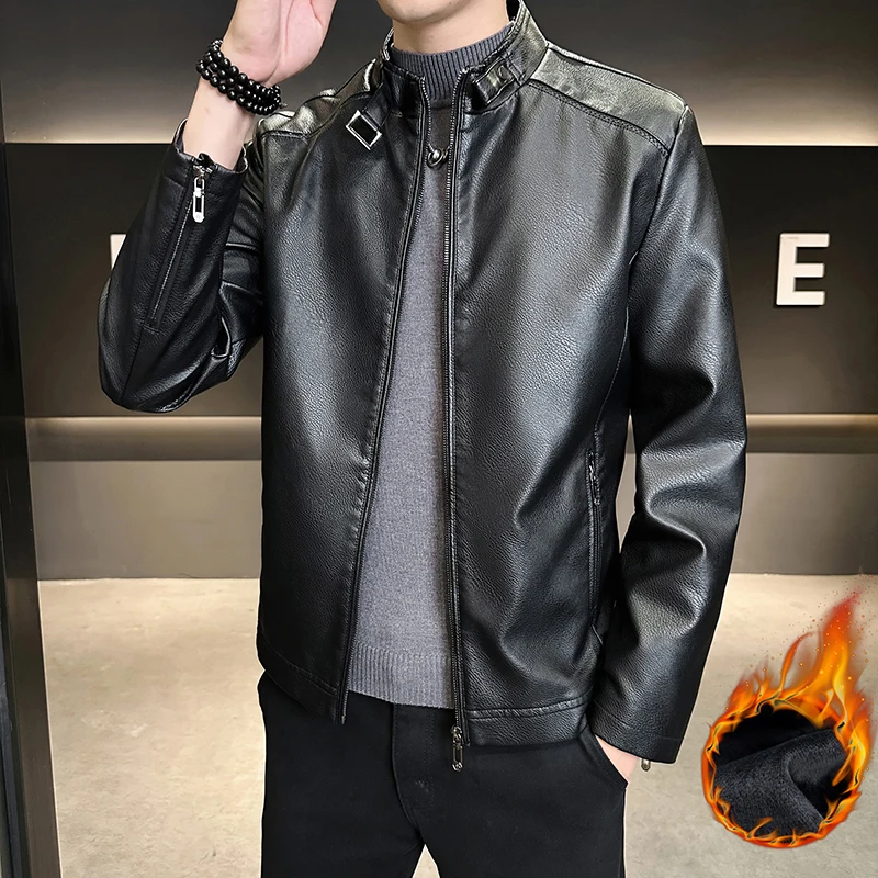 

New Men's Thin Business Leather Jacket Motorcycle Biker Slim Men Leather Jacket Outer Wear Clothing For Male PU Leather Jackets