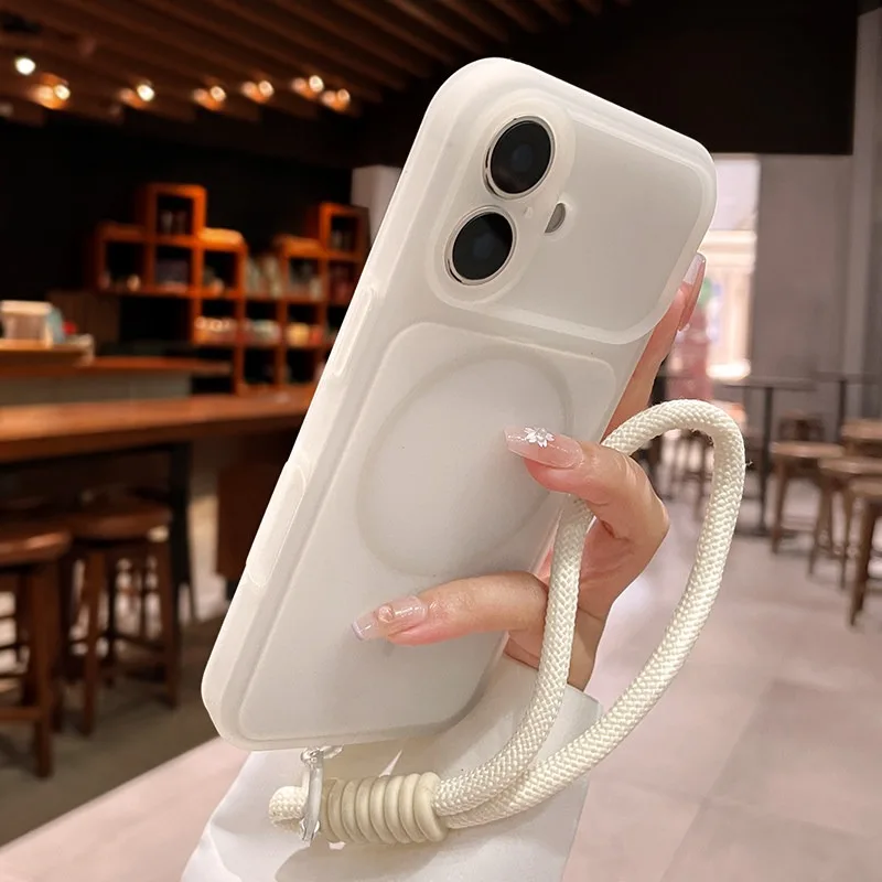 Luxuriöse Flüssig-Magnet-Handyhülle für iPhone 17 16 15 14 13 18 Pro Max für Magsafe, matte Linsenschutzfolie mit Trageband, weiche Hülle – Detail 8