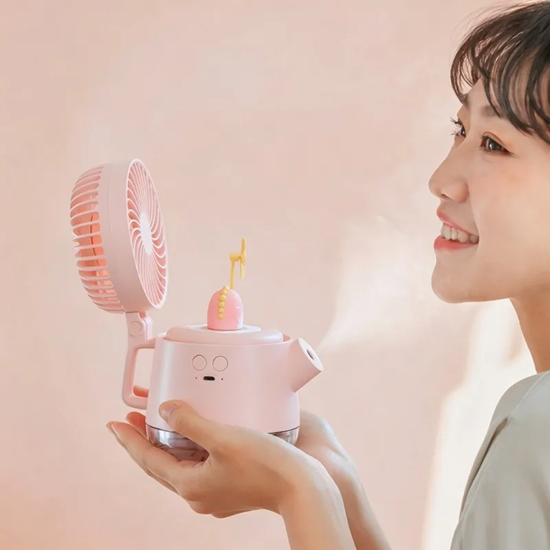 AT28-USB Rechargeable 4-In-1 Cute Pet Water Bottle Spray Fan-Deshop Desktop Humidifier Fan