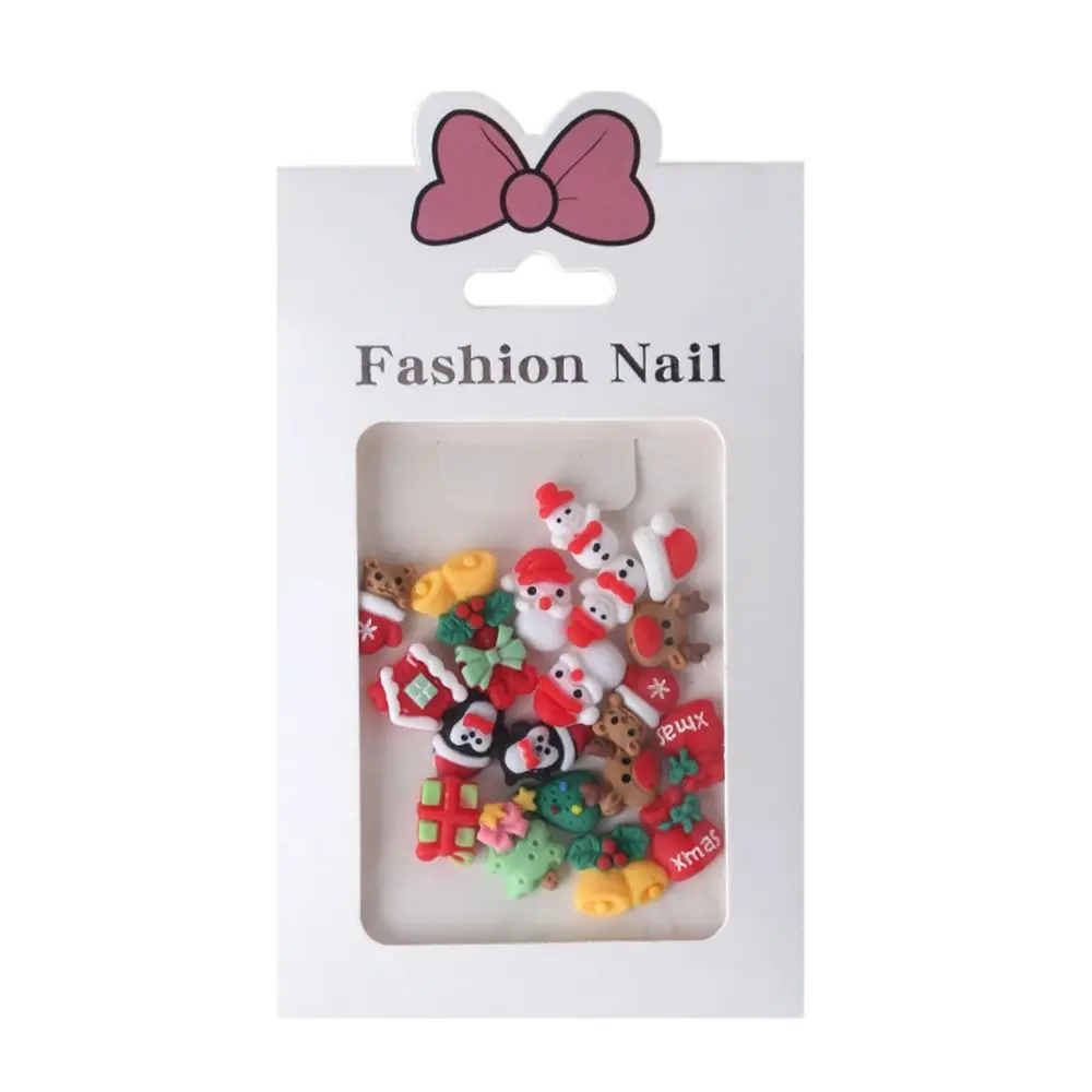 20pcs Cartoon Christmas Nail Art Decoration Christmas Tree Santa Claus Nail Art Accessories Resin Luminous Nail Art Ornament