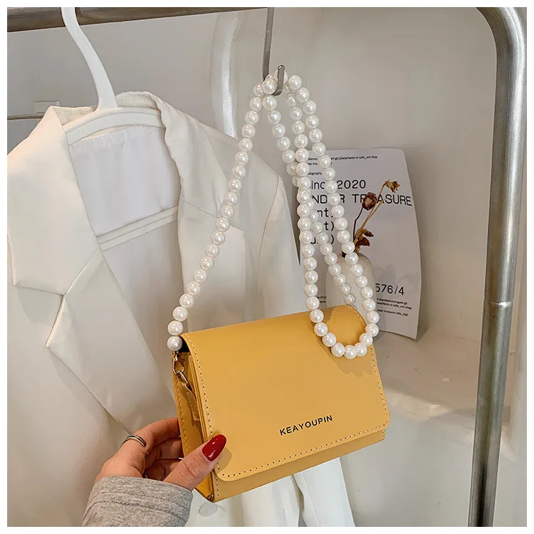 

Spring and Summer Small Bag for Women Korean Version Fashionable and Simple Pearl Chain Shoulder Crossbody Bag