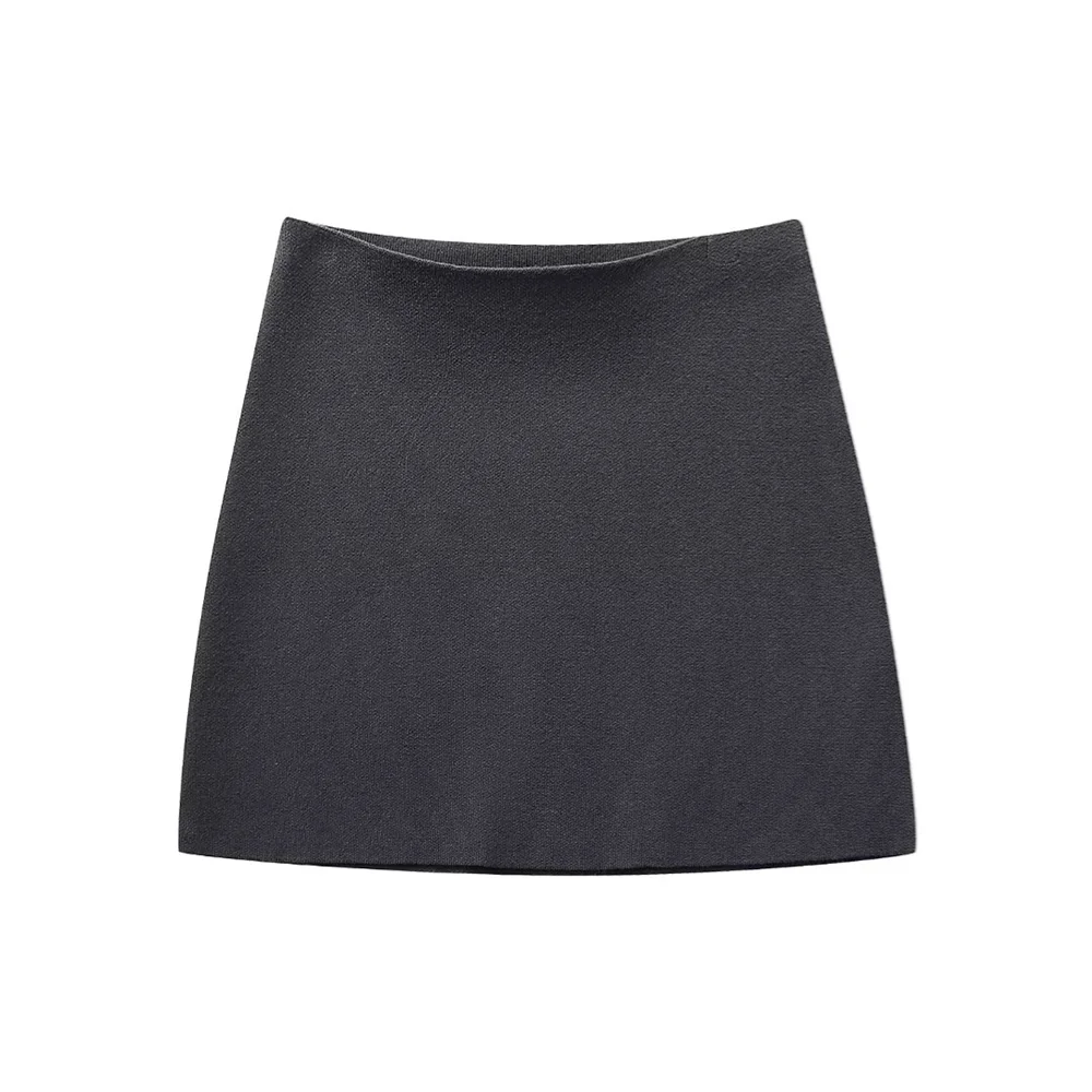 PB&ZA 2024 Spring New Women\'s Fashion and Elegance Casual Versatile Knitted Mini Skirt