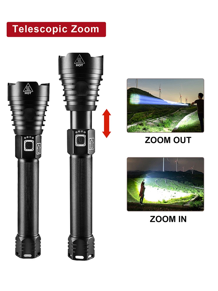 New XHP360 LED Flashlight 18650 Usb Rechargeable High Power Flashlights XHP90 Powerful Torch Light IPX6 Waterproof LED Lantern