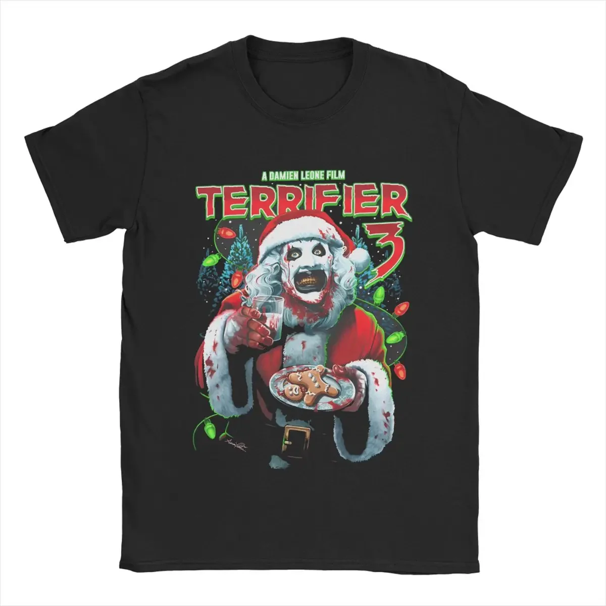 

Christmas Horror Movie Terrifier Print T Shirt Men Women Tops Big Size 100% Cotton Short Sleeve Hip Hop Loose Streetwear Tees