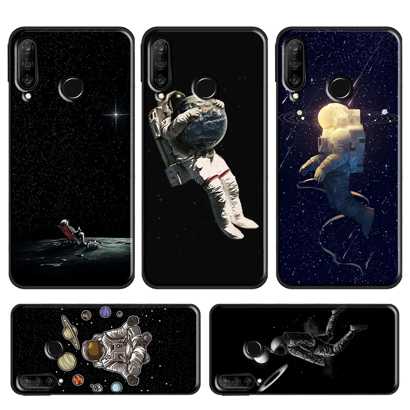 Space Astronaut illustration Case For Huawei P Smart 2019 Z P30 Lite P20 P40 Pro Mate 20 Lite Nova 5T Honor 50 10i 8X 9X