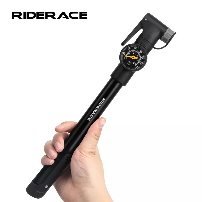 140 psi Portable Bicycle Pump With Tire Pressure Gauge Aluminum Alloy Bike Tire Air Inflator Cycle SchraderPresta Valve Accessoy