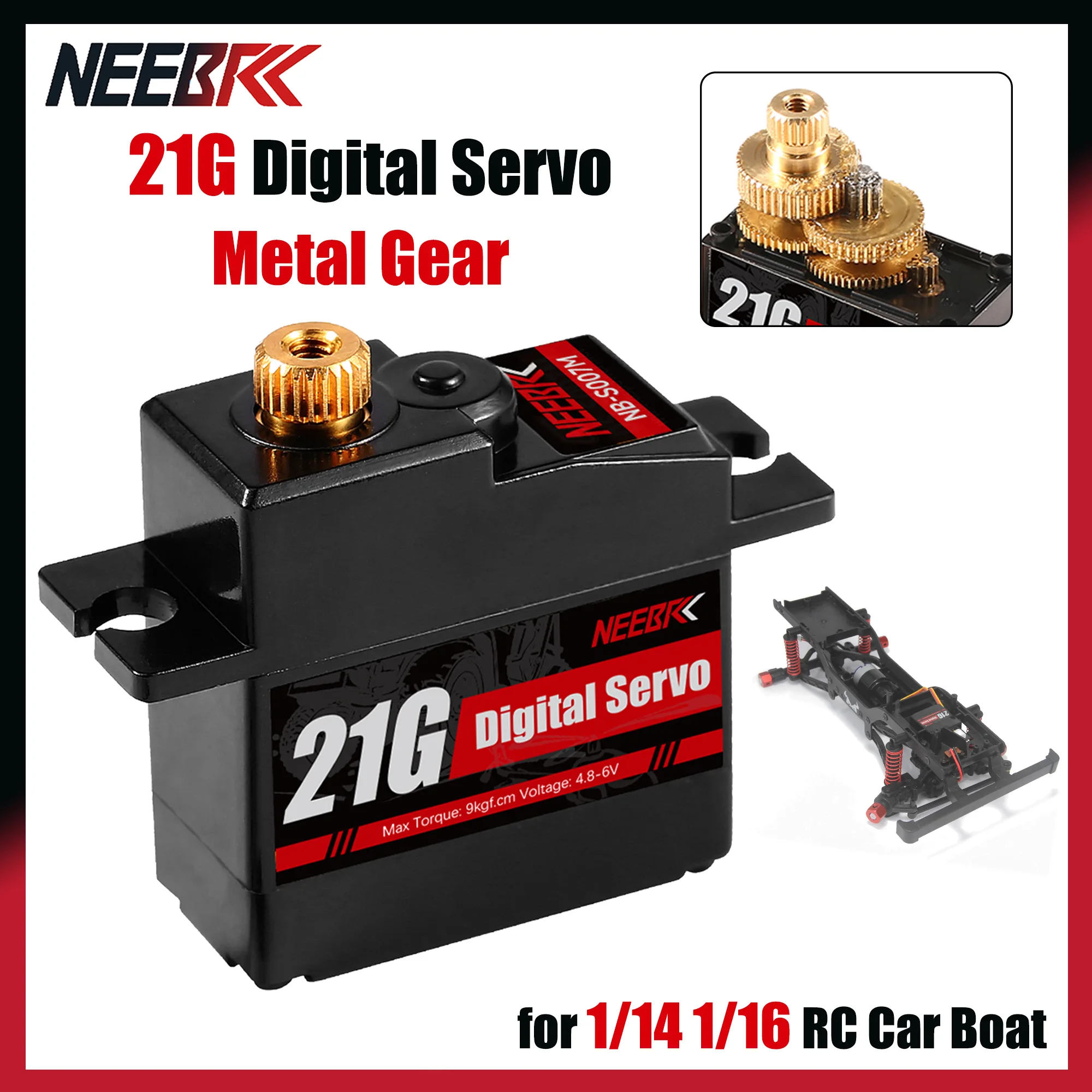 NEEBRC 21G Waterproof Digital Mini Servo Metal Gear for 1/14 1/16 1/18 RC Car Drone Boat Hyper Go MN168 MN78 MN82 Airplane Robot