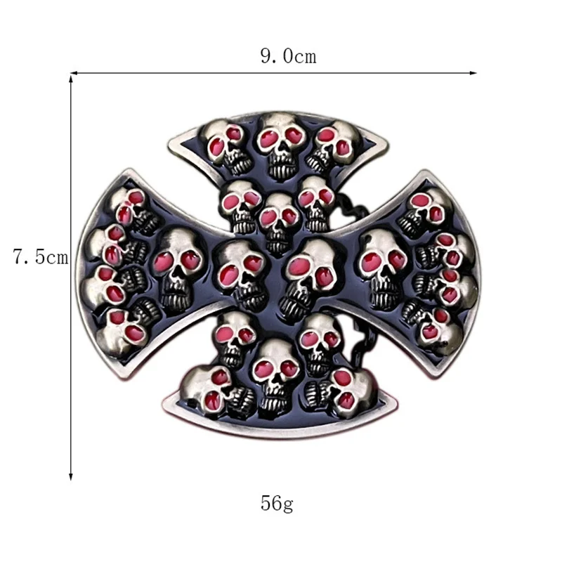 Zinc alloy skull cross belt buckle in Western style