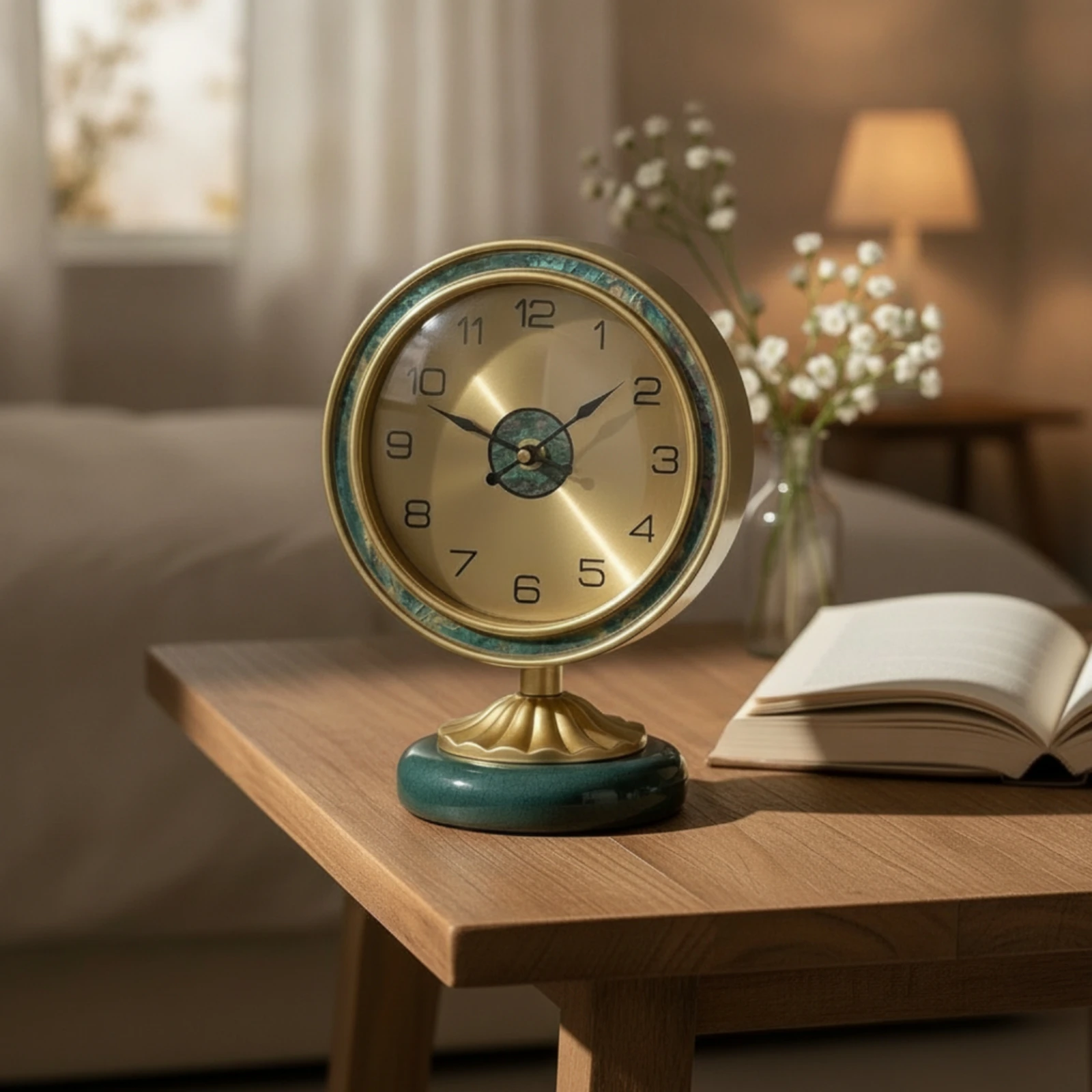desktop-clock-with-pedestal-base-brushed-gold-metal-desk-clock-with-marble-foot-timepiece-analog-elegant-for-living-room-console