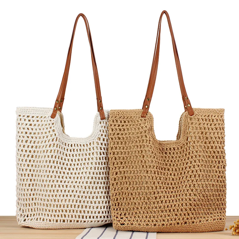 

One shoulder cotton woven bag new openwork mesh tote bag seaside holiday beach female bag