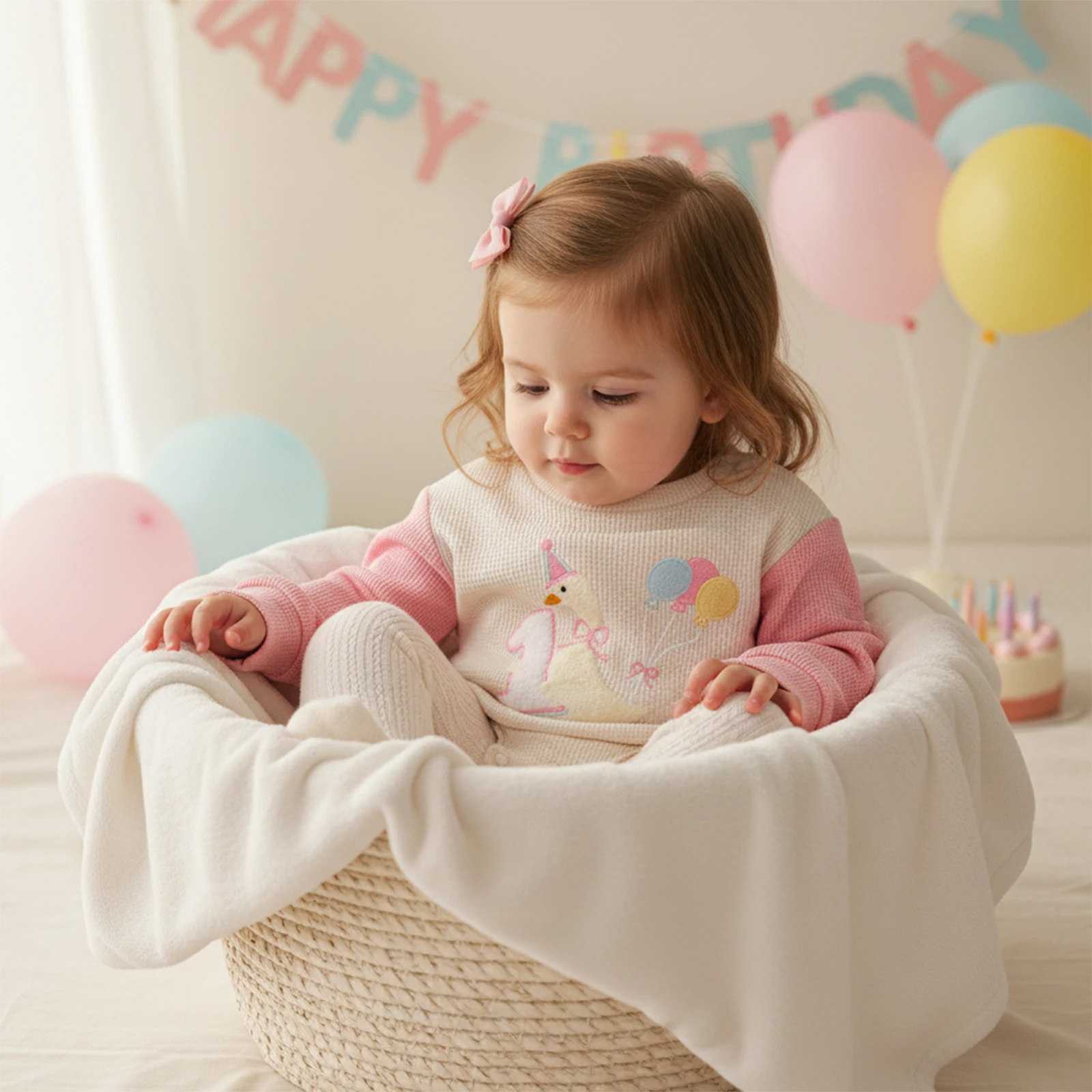 bebe-infantil-menina-aniversario-contraste-cor-macacao-confortavel-manga-longa-em-torno-do-pescoco-numero-ganso-bordado-bodysuit