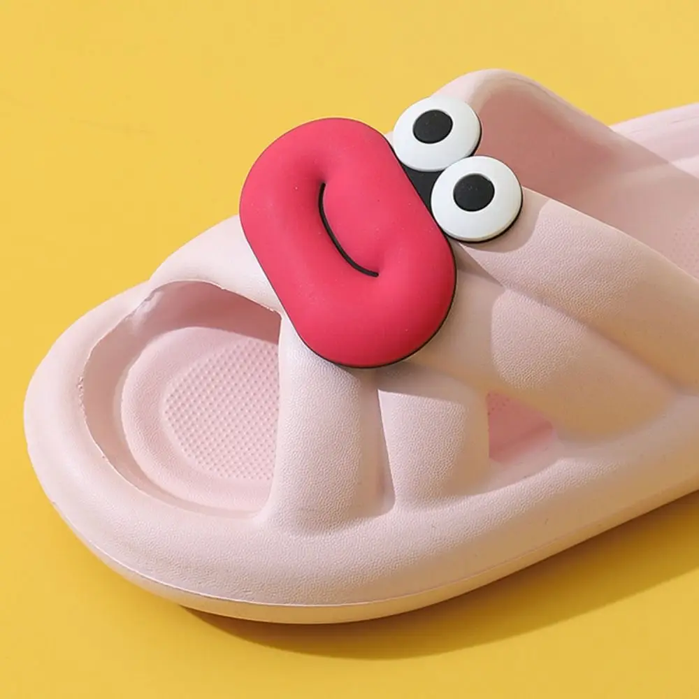 Simple Soft Soled Platform Slippers Anti Slip EVA Lips Slippers Women Funny Casual Slides Sandals Bathroom