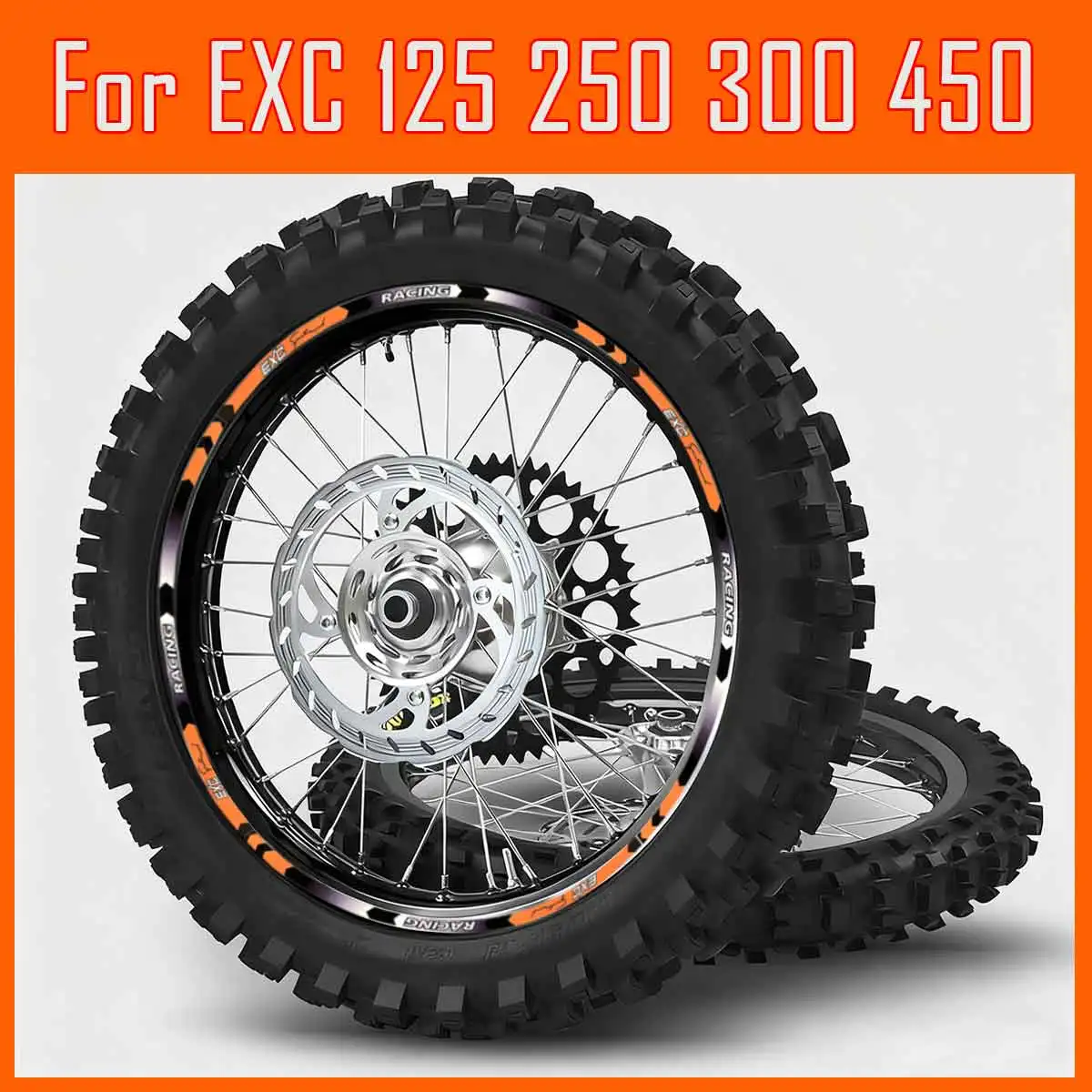 

For KTM 125 EXC 125 250 300 350 450 500 Racing Wheels Motorcycle Tire Stickers Reflective Rim Tape Decals 21" 18" Wheel