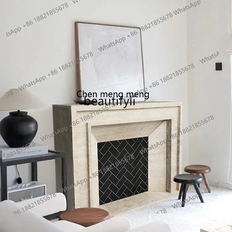 

ss7304 Marble Cave Stone Fireplace French Retro Style Fireplace Mid-Ancient Stone Fireplace Curio Cabinet