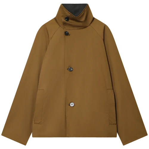 Imagen 2 del producto HXAO chaqueta de mujer gabardina Reversible corta de otoño nuevo en abrigo y chaqueta cortavientos de manga larga con cuello alto y botones asimétricos